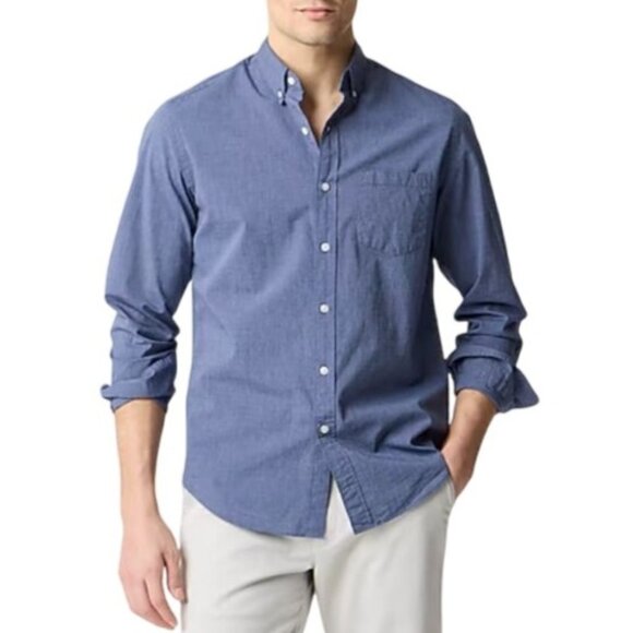 NWT J.Crew Factory Men's L Slim Untucked Flex Casual Shirt Montclair Navy L0461 - Picture 1 of 8